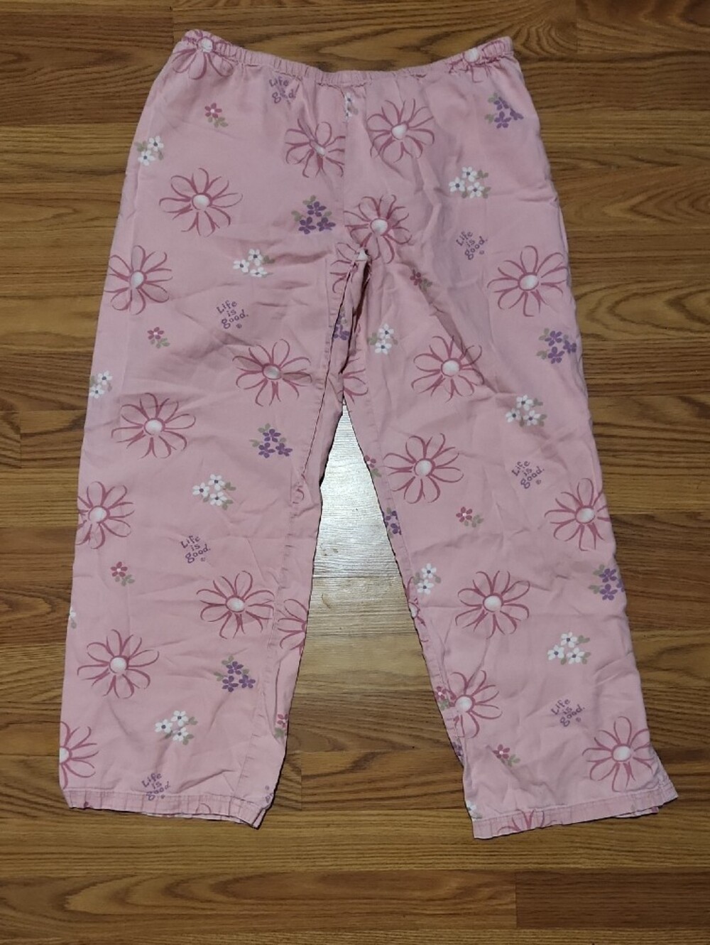 Life is Good Pink Wide Leg Women's Cozy Pajama Pants - Sleep Collection Sz M